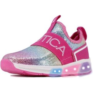 Nautica Kids Light Up Flashing Sneaker Athletic Running Shoes Lace-Up/Bungee/Slip-on |Boy – Girl|(Little Kid/Big Kid) Kappil Parks Neave Lights(Bright Glitter Rainbow Lights-alois)