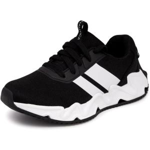 Nautica Kids Running Sneakers | Comfortable Shoes for Boys and Girls | Sizes for Big & Little Kids -(Lace-Up/Bungee) Manalapin(Black White-wavy)