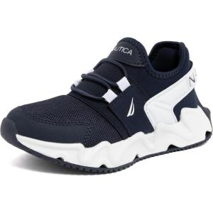 Nautica Kids Running Sneakers | Comfortable Shoes for Boys and Girls | Sizes for Big & Little Kids -(Lace-Up/Bungee) Manalapin(Navy White-mikyle)
