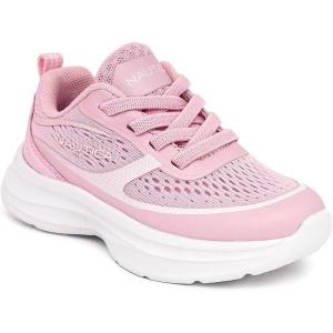 Nautica Kids Sneakers for Boys & Girls – Max Cushion Fashion Running & Walking Shoes Lace-Up/Bungee (Toddler/Little Kid/Big Kid)(Pink White)