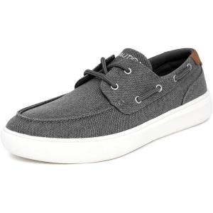 Nautica Men’s Boat Shoe Casual Loafers Comfort Sneaker – Walking Moccasin (Slip-On/Lace-Up)(Charcoal Canvas)