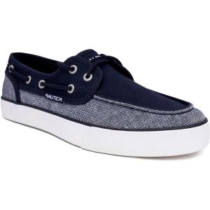Nautica Men’s Casual Boat Shoes, Moc-Toe Loafers with Cushioned Insole, Deck Fashion Sneaker(Navy Mix)