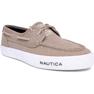 Nautica Men’s Casual Boat Shoes, Moc-Toe Loafers with Cushioned Insole, Deck Fashion Sneaker(Washed Tan)