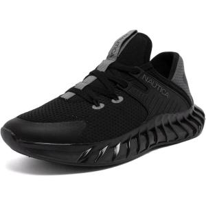 Nautica Men’s Casual Fashion Sneakers – Lightweight Lace-Up Athletic Walking Shoes for Gym & Tennis, Comfortable(Black Charcoal-kediri)
