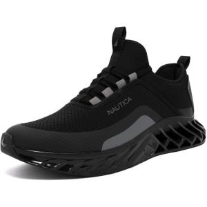 Nautica Men’s Casual Fashion Sneakers – Lightweight Lace-Up Athletic Walking Shoes for Gym & Tennis, Comfortable(Black Charcoal-wyern)