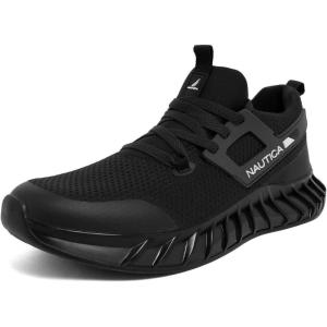 Nautica Men’s Casual Fashion Sneakers – Lightweight Lace-Up Athletic Walking Shoes for Gym & Tennis, Comfortable(Black-lazith)