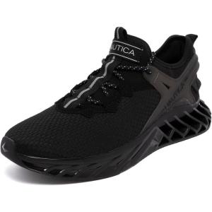 Nautica Men’s Casual Fashion Sneakers – Lightweight Lace-Up Athletic Walking Shoes for Gym & Tennis, Comfortable(Black-wandal)