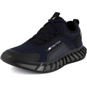 Nautica Men’s Casual Fashion Sneakers – Lightweight Lace-Up Athletic Walking Shoes for Gym & Tennis, Comfortable(Navy Black)
