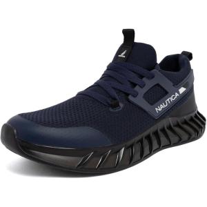 Nautica Men’s Casual Fashion Sneakers – Lightweight Lace-Up Athletic Walking Shoes for Gym & Tennis, Comfortable(Navy Black-lazith)