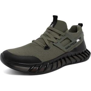 Nautica Men’s Casual Fashion Sneakers – Lightweight Lace-Up Athletic Walking Shoes for Gym & Tennis, Comfortable(Olive Black-lazith)