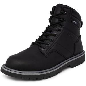Nautica Mens Casual Lace Up Ankle Boots High Water & Slip Resistant Outdoor Lightweight Utility Leather Shoes for Work, Winter, Walking, Construction.(Black)