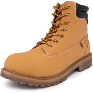 Nautica Mens Casual Lace Up Ankle Boots High Water & Slip Resistant Outdoor Lightweight Utility Leather Shoes for Work, Winter, Walking, Construction.(Honey-pattox)