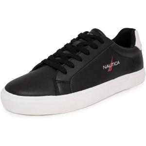 Nautica Men’s Casual Shoe, Classic Lace-Up Low Top Loafer, Fashion Sneaker – in Medium & Wide Width Sizes(Black)