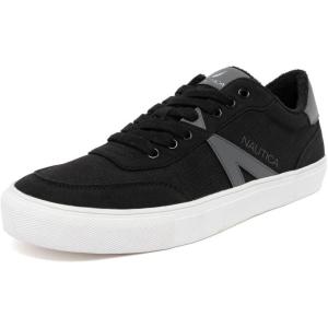 Nautica Men’s Casual Shoe, Classic Lace-Up Low Top Loafer, Fashion Sneaker – in Medium & Wide Width Sizes(Black-muna)