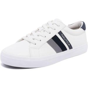 Nautica Men’s Casual Shoe, Classic Lace-Up Low Top Loafer, Fashion Sneaker – in Medium & Wide Width Sizes(White Navy Grey)