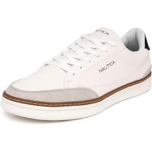 Nautica Men’s Classic Lace-Up Low Top Fashion Sneaker Loafer – Stylish and Comfortable Casual Shoe(White Grey-jaro)