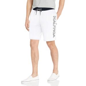 Nautica Men’s Fleece Knit Logo Shorts(Bright White)