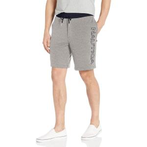 Nautica Men’s Fleece Knit Logo Shorts(Stone Grey Heather)