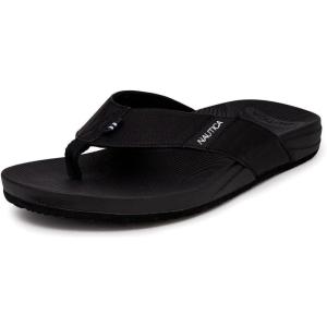 Nautica Men’s Flip Flop Shower Sandals Slides – Comfortable Waterproof Beach Footwear Slip-On Thong (Medium/Wide Width)(Black-welsey)