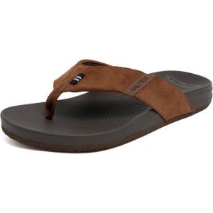Nautica Men’s Flip Flop Shower Sandals Slides – Comfortable Waterproof Beach Footwear Slip-On Thong (Medium/Wide Width)(Cognac-welsey)