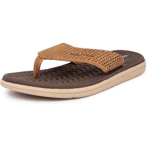 Nautica Men’s Flip Flop Shower Sandals Slides – Comfortable Waterproof Beach Footwear Slip-On Thong (Medium/Wide Width)(Tan-overwash)