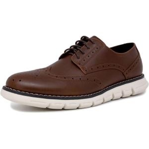 Nautica Men’s Knit Dress Oxford Dress Sneakers: Breathable, Stylish, Lightweight & Comfortable – Ideal for Business or Walking(Brown Smooth)