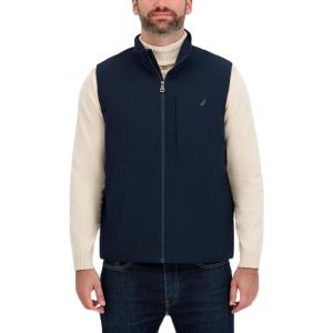 Nautica Men’s Lightweight Mechanical Stretch Softshell Vest – Water-resistant Transitional Layer(Navy)