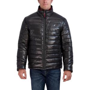 Nautica Men’s Lightweight Quilted Puffer Jacket – Full Zip Transitional Outerwear(Black/Red)