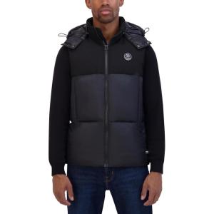 Nautica Men’s Mixed Sheen Quilted Vest(Black)