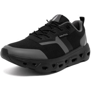 Nautica Mens Running Sneakers Sport Fashion Lace-Up Athletic Soft Shoes for Gym Tennis Men – Cushioned, Breathable, Lightweight & Comfortable(Black Charcoal Kamilo)