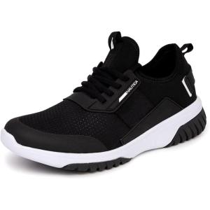 Nautica Men’s Sneakers: Athletic, Comfortable, Casual Lace-Up Fashion Walking Shoes(Black White Geoff)