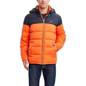 Nautica Men’s Water Resistant Nylon Puffer Jacket(Rustic Sunset)