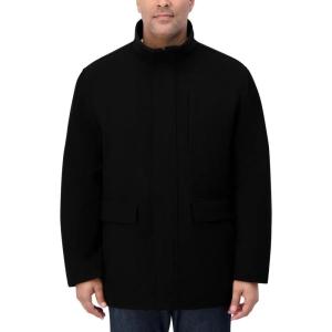 Nautica Men’s Wool Jacket – Diamond Quilted Lining, Polyfill Insulation, Snap & Zip Closure(Onyx)