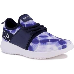 Nautica Women’s Fashion Sneaker Lace-Up Jogger Running Shoe Casual Walking Tennis Sneaker(Blue Tie Dye)