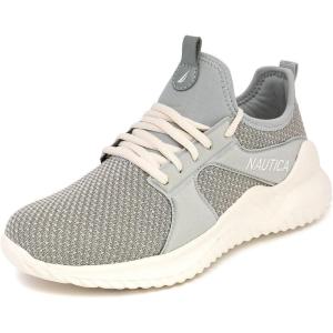 Nautica Women’s Fashion Sneaker Lace-Up Jogger Running Shoe Casual Walking Tennis Sneaker(Sage-pepperel)