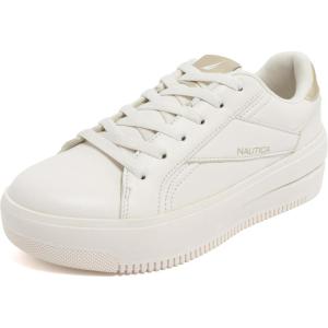 Nautica Women’s Lace-Up Platform Fashion Sneakers – Low-Top Casual Walking & Tennis Shoes Platform(Bone-saylyn)