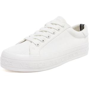 Nautica Women’s Lace-Up Platform Fashion Sneakers – Low-Top Casual Walking & Tennis Shoes Platform(White Sunshine)