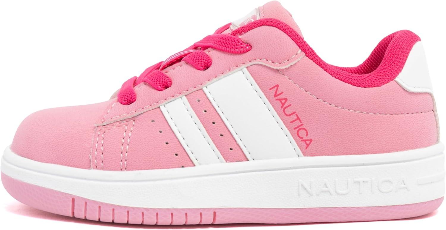 imageNautica Boys Girls Casual Fashion Shoes Comfortable Soccer Classic Walking Tennis Sneakers for Kids Breathable Lightweight amp Flexible Lace UpBungeePink Neon Pinkscottford