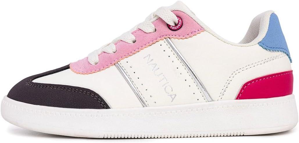 imageNautica Boys Girls Casual Fashion Shoes Comfortable Soccer Classic Walking Tennis Sneakers for Kids Breathable Lightweight amp Flexible Lace UpBungeeIvory Pink