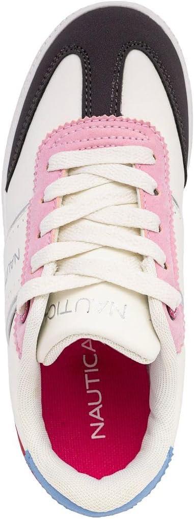 imageNautica Boys Girls Casual Fashion Shoes Comfortable Soccer Classic Walking Tennis Sneakers for Kids Breathable Lightweight amp Flexible Lace UpBungeeIvory Pink