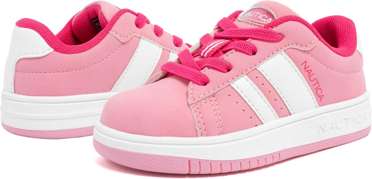 imageNautica Boys Girls Casual Fashion Shoes Comfortable Soccer Classic Walking Tennis Sneakers for Kids Breathable Lightweight amp Flexible Lace UpBungeePink Neon Pinkscottford