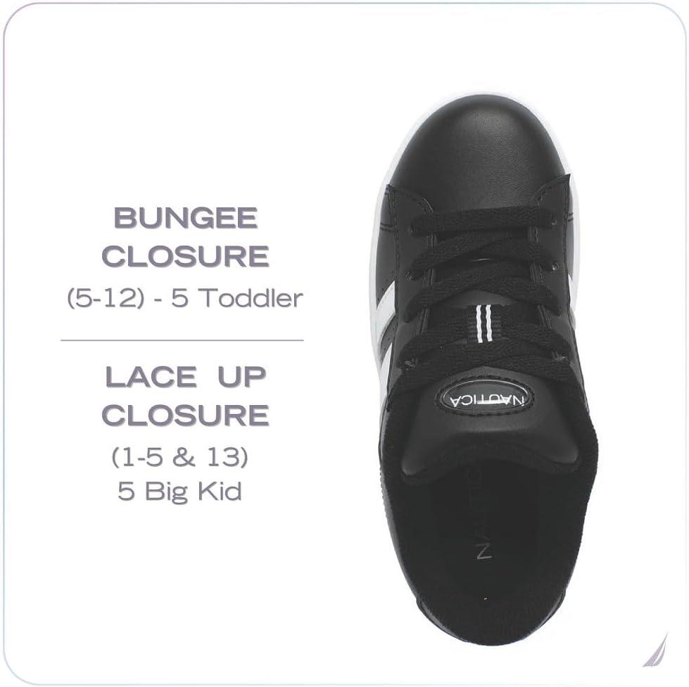 imageNautica Boys Girls Casual Fashion Shoes Comfortable Soccer Classic Walking Tennis Sneakers for Kids Breathable Lightweight amp Flexible Lace UpBungeeBlack Whitescottford