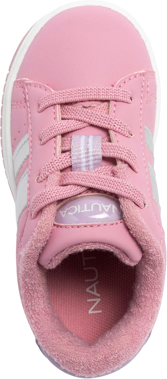imageNautica Boys Girls Casual Fashion Shoes Comfortable Soccer Classic Walking Tennis Sneakers for Kids Breathable Lightweight amp Flexible Lace UpBungeePink Silver Lilacscottford