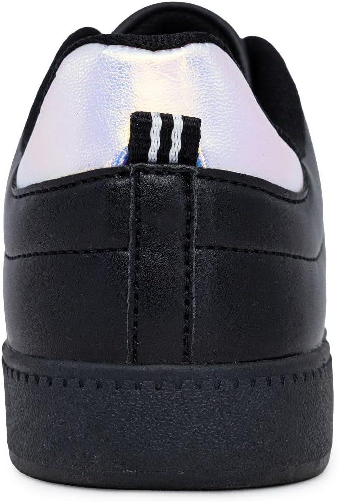 imageNautica Boys Girls Casual Fashion Shoes Comfortable Soccer Classic Walking Tennis Sneakers for Kids Breathable Lightweight amp Flexible Lace UpBungeeBlack Iridescent Black