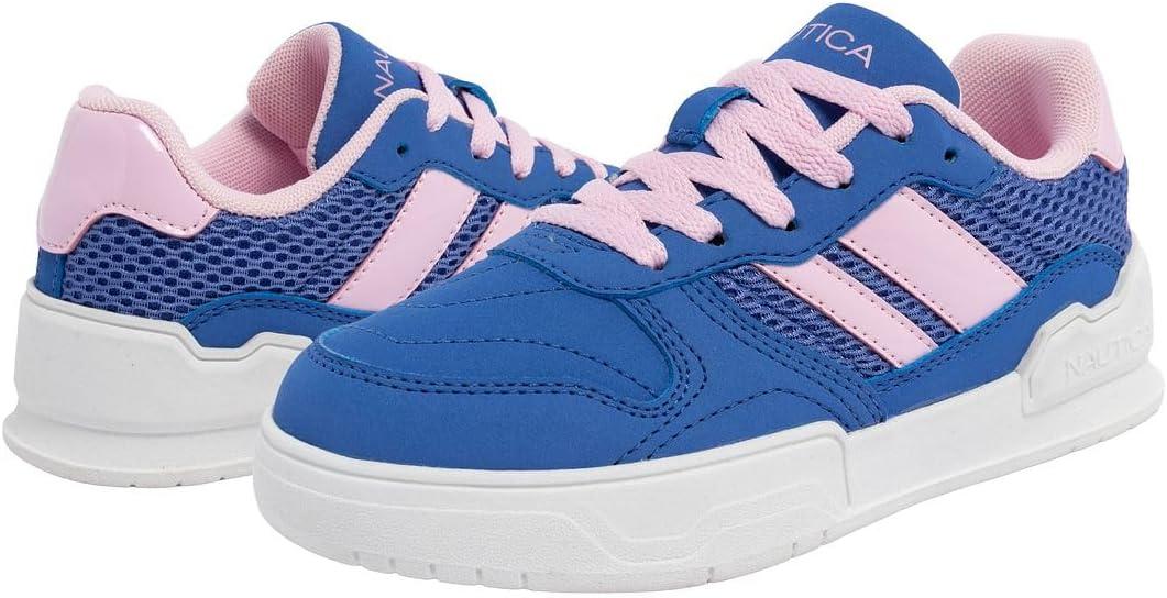 imageNautica Boys Girls Casual Fashion Shoes Comfortable Soccer Classic Walking Tennis Sneakers for Kids Breathable Lightweight amp Flexible Lace UpBungeeBlue Pinklotte
