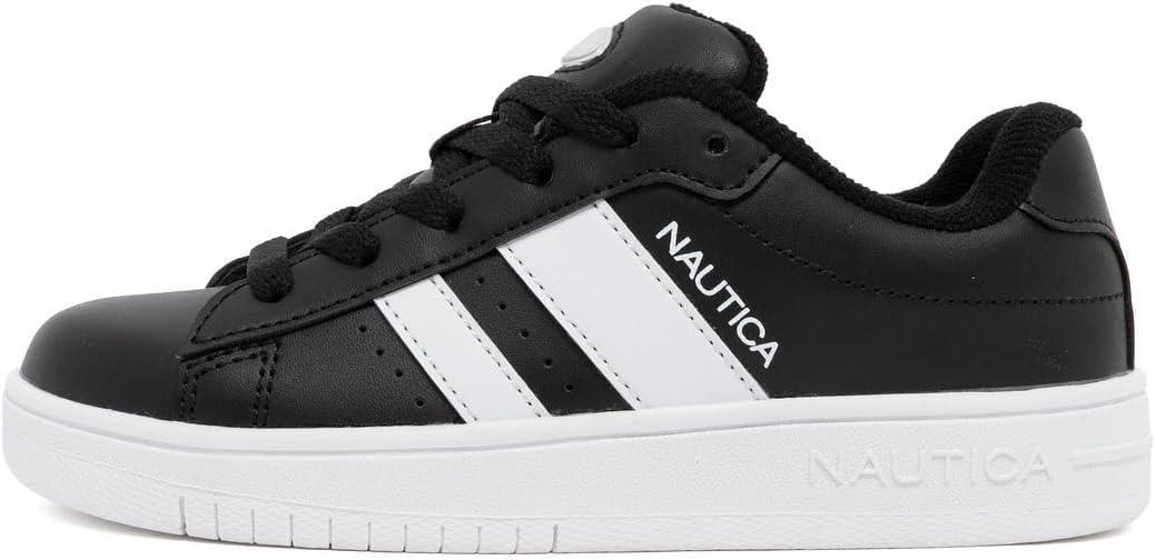 imageNautica Boys Girls Casual Fashion Shoes Comfortable Soccer Classic Walking Tennis Sneakers for Kids Breathable Lightweight amp Flexible Lace UpBungeeBlack Whitescottford