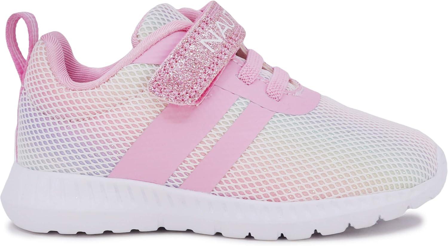 imageNautica Kids Fashion Sneaker Athletic Running Shoe with One Strap Boys GirlsToddlerLittle KidRainbow Sparkle
