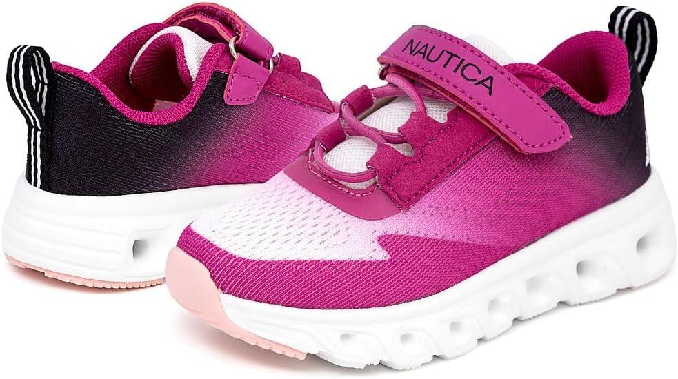 imageNautica Kids Fashion Sneaker Athletic Running Shoe with One Strap Boys GirlsToddlerLittle KidWhite Fushia Peach
