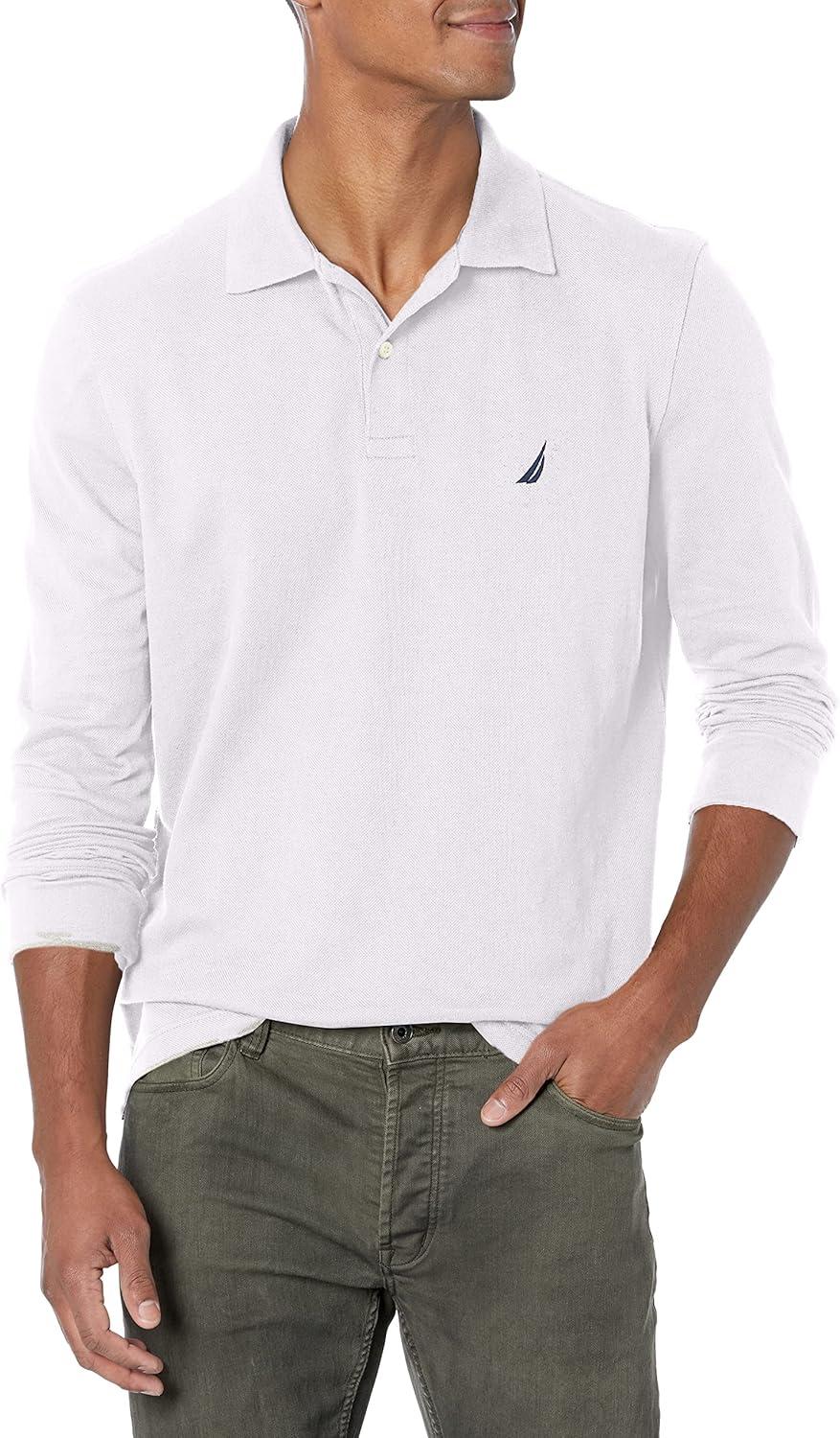 imageNautica Mens Nautica Classic Fit LongSleeve Deck PoloNautica Classic Fit LongSleeve Deck PoloBright White