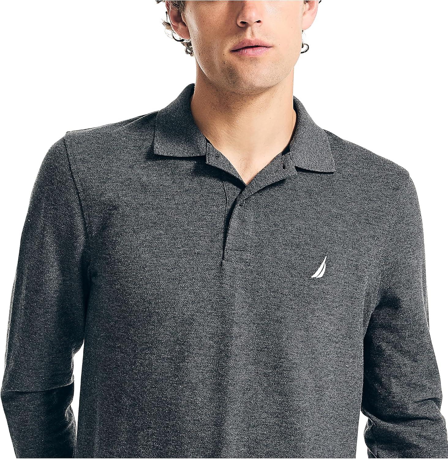 imageNautica Mens Nautica Classic Fit LongSleeve Deck PoloNautica Classic Fit LongSleeve Deck PoloCharcoal Heather